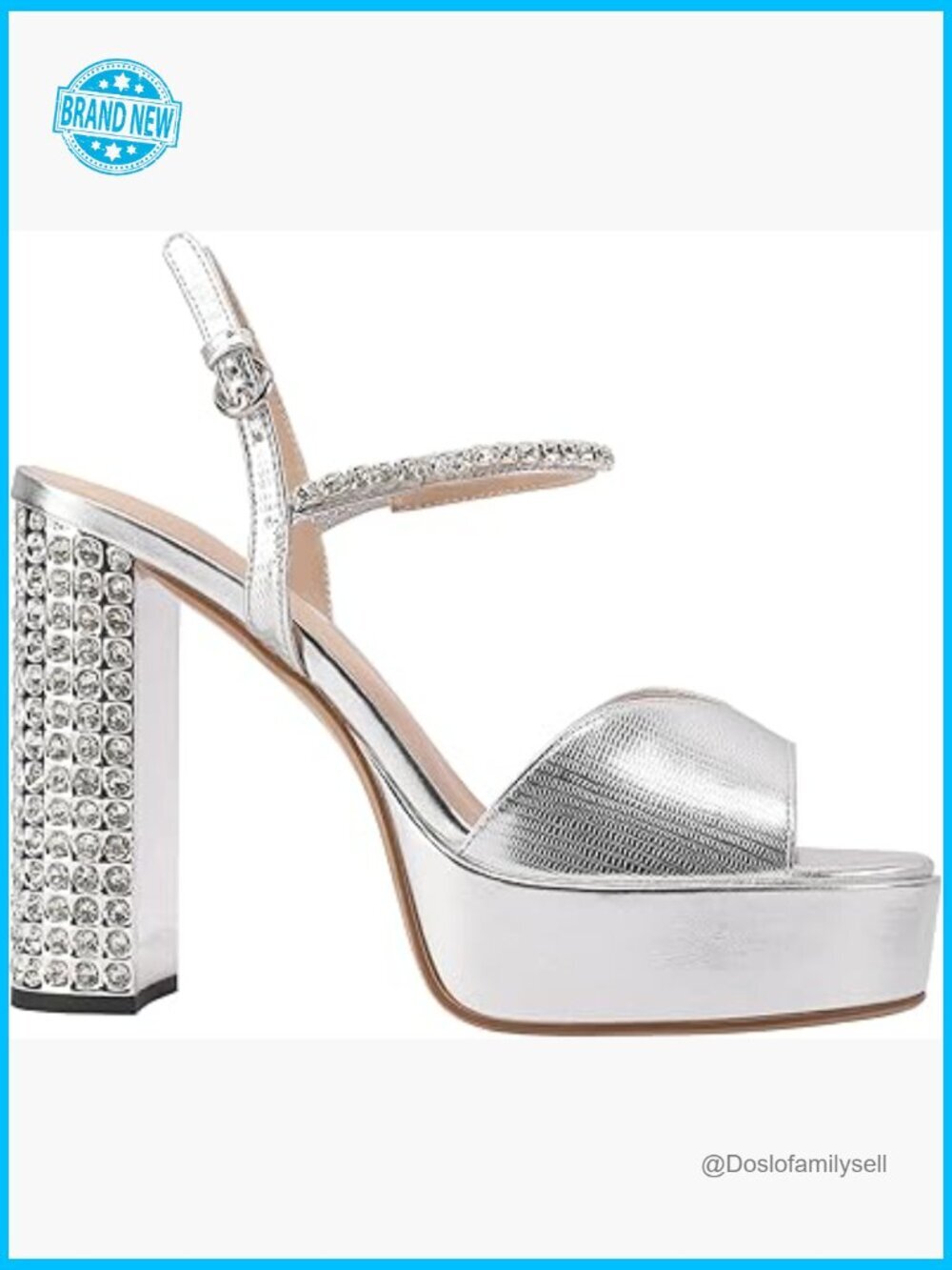 Rhinestone Chunky Heel Sandals Peep Toe Ankle Strap Platform Bridal Party